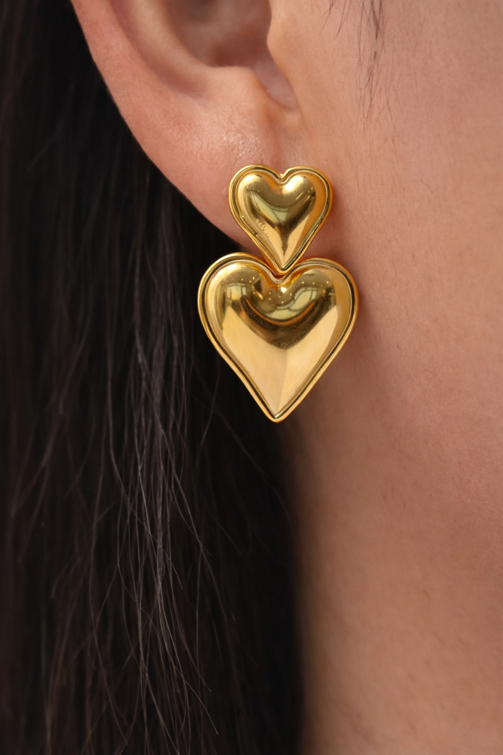 Aurea | Double Heart Drop Earrings