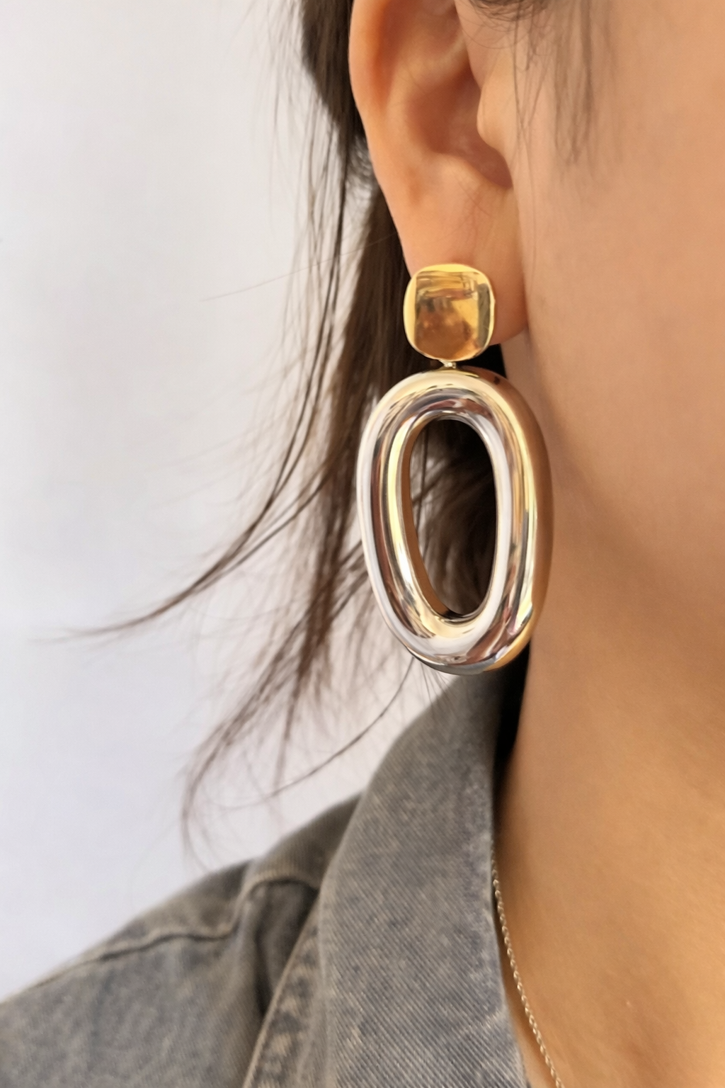 Aurea | Geometric Oval Drop Earrings